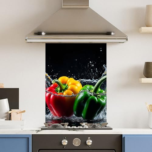 Premium 75 x 90cm Pepper Splash 6mm Glass Toughened Kitchen Splashback