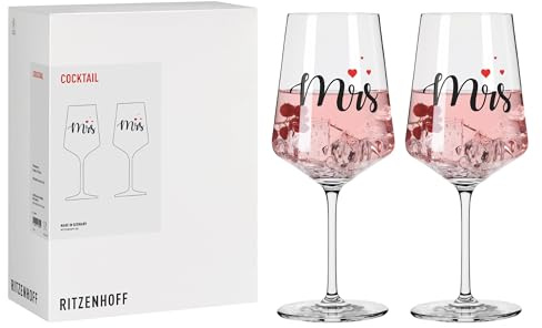 RITZENHOFF 8131007 Cocktailglas 540 ml, Liebe von Kanij Fatema – mit elegantem „Mrs & Mrs-Motiv – Made in Germany