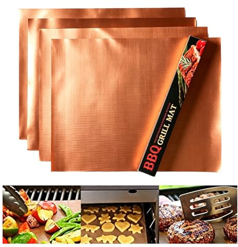 4 Stück bbq Grillmatte für Gasgrill, Grillmatten für Holzkohle und Elektrogrill, 50 x 40cm Grill Matten Gasgrill, Grillfolie, Grill Zubehör (50 * 40 cm)