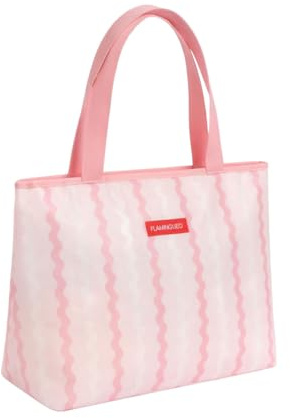 Flamingueo Sac Isotherme - Pour la Plage et Piscine - Capacité 28L - Garde au Frais 4-6 Heures - Ouvre-bouteille en Métal Inclus - Polypropylène Tissé - Rose