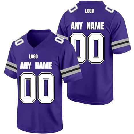 Custom American Football Jersey Personalised Team Name Number American Football Shirt – Breathable Quick-Dry Sports T-Shirt for Men Women Youth Kids