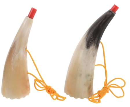 Mobestech 2pcs Ox Horn Trumpet Horn Strong Transmission Range Authentic Sound Depth for Games and Festival Celebrations Traditional Aesthetic Noisemaker for Adults