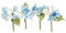 House of Cake Mini Rose Spray, Blue Floral Cake Decoration With Flowers and Leaves, Single