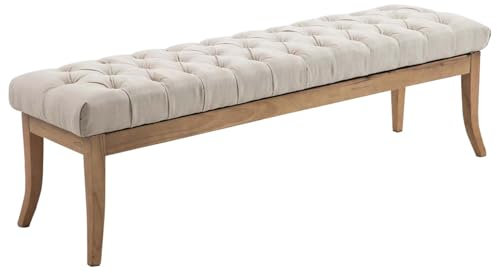 CLP Sitzbank Ramses mit hochwertiger Polsterung und Stoffbezug I Bank mit antik-Hellen Holzbeinen I Holzbank mit Einer Sitzhöhe von: 46 cm, Farbe:Creme, Größe:150 cm