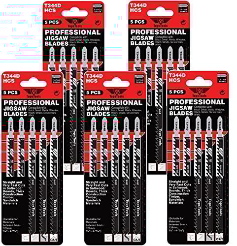 25 lame per seghetto alternativo TopsTools JSTT344D_5 T344D lunghe 152mm per tagli puliti e veloci