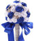 Fouriding Handgemachte Brosche Brautstrauß Braut Satin Rosen Blumen Diamant Perlen Blumensträusse Hochzeit Strauß Künstliche Blumenstrauß künstlicher Rosenstrauß Dekoration (Blau Weiss)