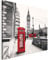 Revolio 40x30 cm Leinwandbild Wandbilder Wohnzimmer Modern Kunstdruck Design Wanddekoration Deko Bild auf Leinwand Bilder 1 Teilig - London Telefonzelle schwarz-weiß rot