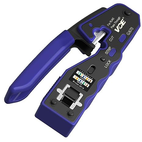 VCE GJ670BL Pinza Crimpatrice RJ45 di Rete Ethernet, Crimpatrice Connettori RJ45 Passante di Rete 8P, Blu