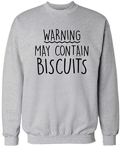 Flox Creative Warning May Contain Biscuits Sweatshirt XS - 2XL Sweater Grey