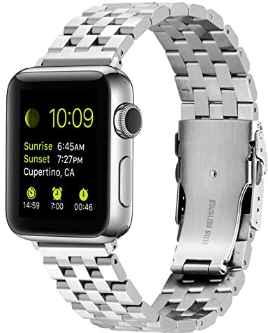 Kai Tian Metal Watch Strap Compatible for Apple Watch 44mm 45mm 49mm Watch Bands for iWatch Series 10 9 8 7 6 5 4 3 2 1 SE Ultra Men Women Silver