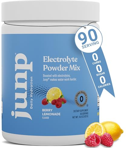 JUNP Electrolytes Powder No Sugar No Carbs – Berry Lemonade Keto Electrolyte Drink Mix - Potassium & Salt Hydration Powder Electrolytes - Zero Calorie Sugar Free Electrolyte Powder, 90 Servings