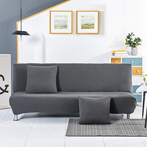 Klappsofa Bezug Stretch Sofabezug ohne Armlehnen,Einfarbiger Schlafsofa Sofahusse Stretch Sofa-Überwürfe Antirutsch Sofa Abdeckung Schonbezug Stretchhusse All-inclusive Couch überzug E 160-190CM
