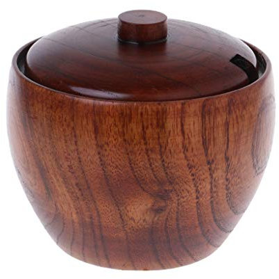 lijun Pot d'épices en Bois de Pot d'assaisonnement de Style Japonais avec Le Couvercle pour la Maison de Cuisine