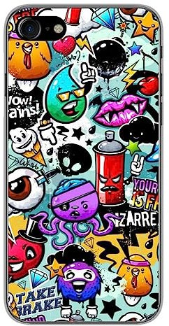 1001coques Coque Compatible avec Apple iPhone SE 2020, Apple iPhone SE 2022 - Housse Fine en Silicone Transparente - Design Graffiti 2