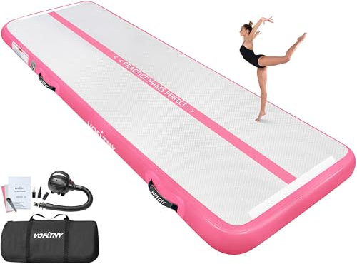 VOFiTNY Gymnastics Air Tumble Track Tumbling Track, Inflatable Gymnastics Training Mat with Electric Pump, Tumble Track for Home and Gym Use, Pink 3mx1mx0.1m