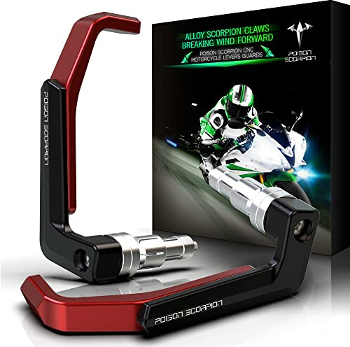 POISON SCORPION 7/8 Lever Guards Motorcycle Handlebar Protector, Universal Clutch Brake Extendable Bar End Handguards Brush Accessories CNC Red fit Motorbike Sport Street Enduro Dirt Bike