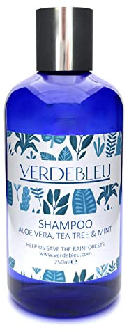 99% Naturel - PH Équilibré - SHAMPOOING CHEVEUX GRAS - ALOE VERA, ARBRE À THÉ & MENTHE - 250ml par VERDEBLEU - Sans sulfates, Parabenes. Nous Donnons 5% des Bénéfices pour Sauver les Forêts Tropicales