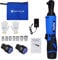 3/8 Cordless Ratchet Wrench Set, 40Nm 12V 2300 RPM Power Electric Ratchet Driver with 7 Sockets, 2X 1500mAh Lithium-Ion Batteries, Fast Charge, LED Light