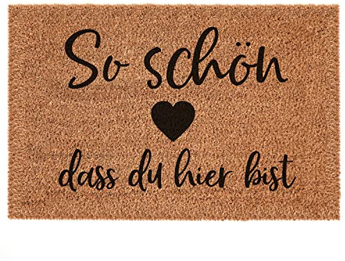 Interluxe Kokos-Fußmatte - So schön, DASS du Hier bist - Kokosmatte 100% Türmatte Fußabtreter Türvorleger als Geschenk für Geburtstag Hochzeit Einzug oder Umzug (40 x 60 cm)