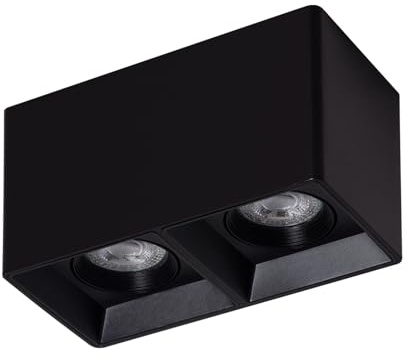 LEDKIA LED-Deckenleuchte Quadratisch Doppelt Schwarz mit GU10 Glühbirne Spa