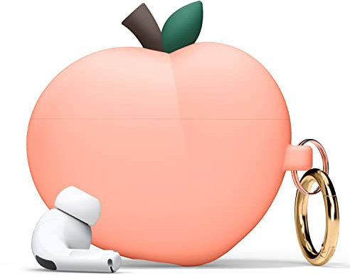 elago Peach Hülle Kompatibel mit Apple AirPods Pro 2 Case, Pfirsich 3D Design Case Kompatibel mit AirPods Pro 2. Generation, Schlüsselanhänger Enthalten (Pfirsich)