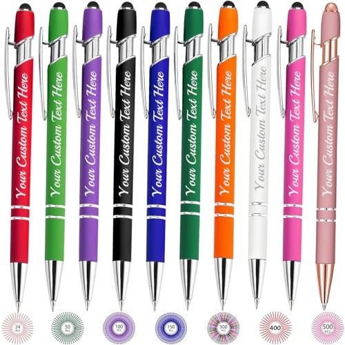 Bis Zu 500 Kugelschreiber Personalisiert Benutzerdefinierter Metall Stift Gravierte Laser-Kugelschreiber Individuelle Stifte Mit Namen Einziehbar FüR Frauen MäNner Hochzeit