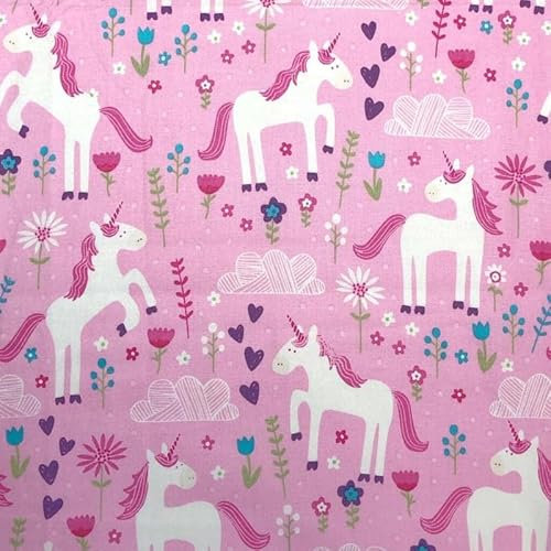 The Craft Cotton Co Baumwollstoff mit rosa Einhörnern, 0,5 m breit, 100 % Baumwolle, Kinder-Bastelstoff zum Basteln, Quilten, Nähen, Schneidern, Kinderzimmer-Projekte, Patchwork (2473-07)