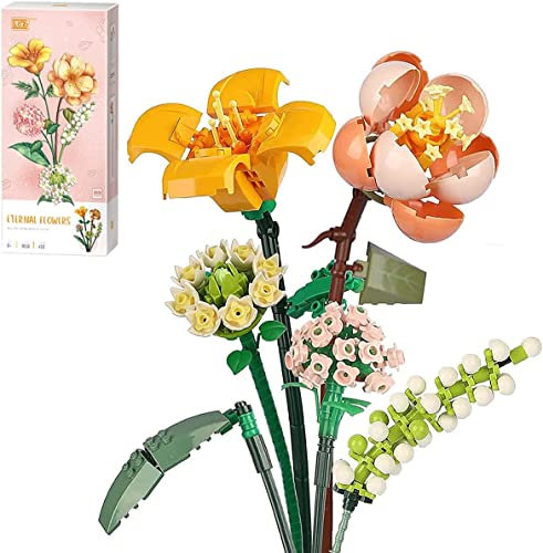 Auspcers Kit de Construction de Bouquet de Fleurs, Adult Botanical Collection Set, Accessoires Décoratifs Créatifs pour la Maison (456 Pieces)