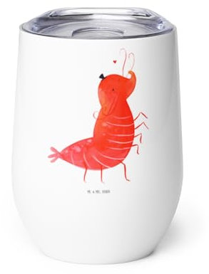 Mr. & Mrs. Panda Weinbecher Garnele Franzose - Geschenk, Universalglas, Krabbe, Rotweinglas, Weinglas Set, Mundgeblasenes, Französisch, Kelchglas, Weißweinglas, Meer