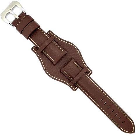 Uhrenarmband aus Leder Bison-Gravur Bund kompatibel mit Fossil CH2592 CH2564 CH2565 CH2891CH3051 18mm 20mm 22mm 24mm Ref 386 Dunkelbraun 24mm