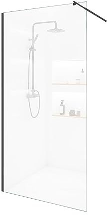 Home Deluxe - Duschabtrennung - BAKI - Breite: 140 cm, Profil Schwarz, Klarglas, Aluminiumrahmen - 10 mm ESG - Sicherheitsglas I Walk in Dusche, Duschwand, Duschtür