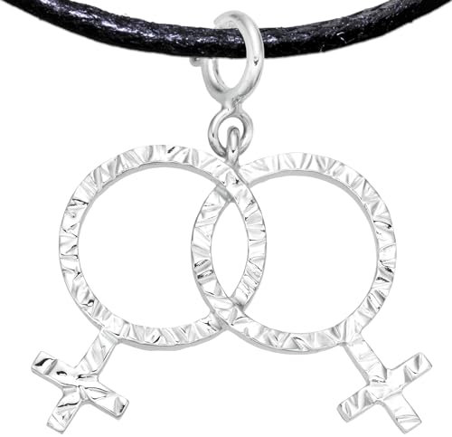 Lesbisch Schmuck Geschenk Anhänger Charm mit Halsband von PRIDE Fashion Jewelry - Lesbische LGBTQ Accessoires für LGBT Pride und Festivals - Handgefertigt in Prag (Lesbian Schmuck, Silber Platiniert)