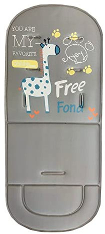 Cojín lavable para cochecito de bebé, forro universal para cochecito de bebé, colchón de carrito de dibujos animados (jirafa gris)