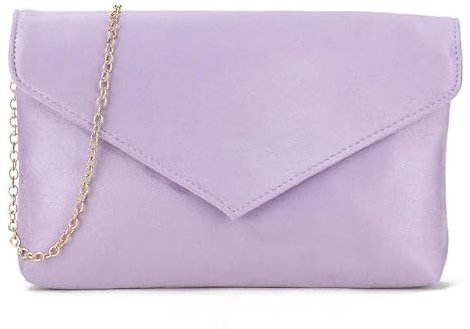 Bolso de mano de ante sintético, estilo sobre cruzado, para novia, graduación, boda, noche, fiesta, bolso de mano, Lila, medium