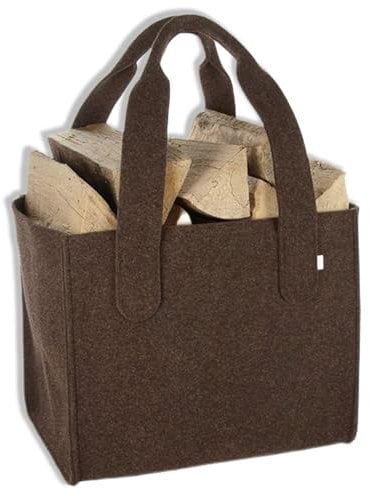 Wandbreite Filztasche XXL Shopper MaxiBag Feuerholztasche Weekender Allrounder Tragetasche äußerst robust und vielseitig (Braun)