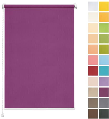 Rettika Sichtschutz Rollo ohne Bohren - Violett, Breite: 80cm, Höhe 220 - Rollos für Fenster ohne Bohren, Fenster rollos für innen, Jalousien zum Klemmen, Klemmrollo