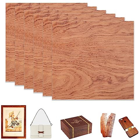 IKIER Lot de 6 plaques de contreplaqué en bois de rose - 300 x 300 x 3 mm - En bois de palissandre - Panneaux de balsa - Bois naturel fin pour projets laser, bricolage, loisirs, modélisme