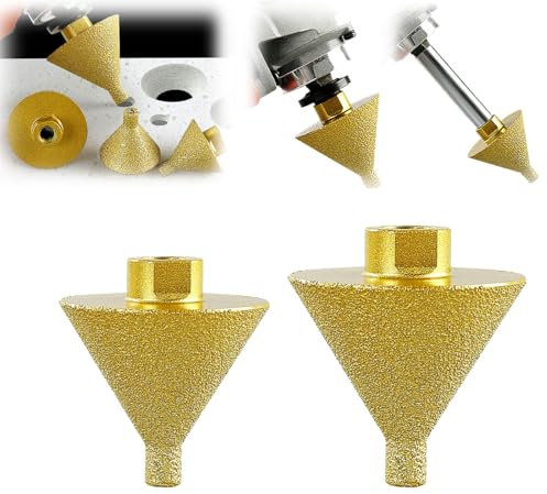Diamond Beveling Chamfer Bit For Angle Grinders,Countersink Drill Bit,Shower Porcelain Tile Hole Cutter for M10 Thread Adapter ((Large 50mm+Small 38mm)2Pcs)