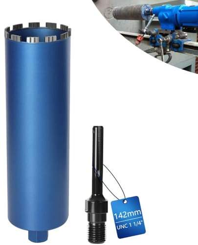 Diamantbohrkrone Dosensenker für Kernbohrgeräte inkl. 10 mm Turbo, L 460mm | Ø142 mm | SDS-MAX Adapter | 1 ¼ Zoll UNC | Nass Trocken Bohrkrone Kernbohrer Lasergeschweißte zum Beton Granit Mauerwerk