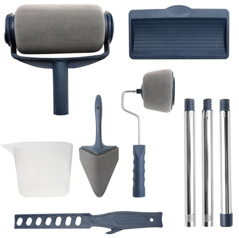 DAWRIS 7 Pcs Roller Sets for Painting, Paint Rollers and Trays Sets, Extendable Paint Roller Set, Paint Tray, Paint Stirrer, Paint Brush and Roller Set, Decorating Tools for Painting Walls, Ceilings