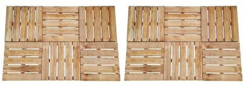 LAPOOH Baldosas de Porche 12 Unidades Madera marrón 50x50 cm, Piscina Terraza, Suelo Madera Exterior, Tarima Exterior, Suelos Terraza, Suelo Jardin Exterior