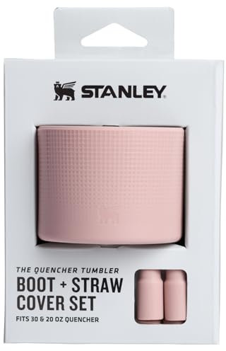 STANLEY Quencher Boot and Straw Cover Cap | Anti-Slip Silicone Protector for 20 & 30 oz Tumbler with Handle | Accessory Set for Stainless Steel Drinking Cup | Pink Dust