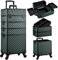 Professional 4-in-1 Large Makeup Trolley Beauty Cosmetics Vanity Organizer Rolling Make up Train Case Hairdressing Storage Box with Universal Wheels and Key Locks 4 Tiers (Dark Green)
