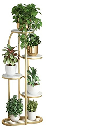 Multi Tier Plant Stand for Living Room Wrought Iron Floor to Ceiling Plant Shelf for Balcony Indoor Flower Pot Display Stand with Green Dill Design