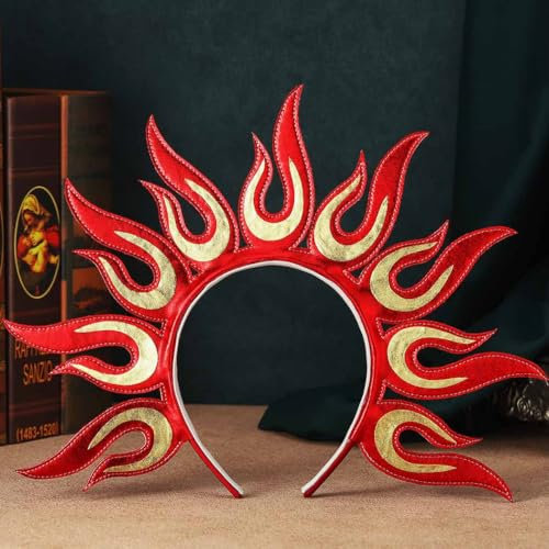 Reaky Flammen-Stirnbänder, rotes Feuer-Stirnband, Karnevals-Kopfbedeckung, Haarschmuck für Frauen (Rot, Einheitsgröße)