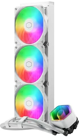 Cooler Master MasterLiquid 360 Core II Refrigeración Líquida - Sistema AIO 360 mm (TDP Máx 280W), Bomba Doble Cámara GR9, Ventiladores ARGB Gen 2 Mejorados, Kits AMD e Intel de Montaje Rápido, Blanco