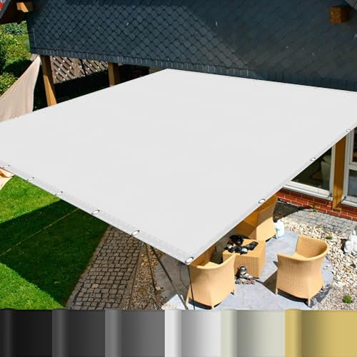 Telo Copertura Pergolato 3 x 9 m con Occhielli e Corde di Tenda da Giardino Protezione Antivento e UV per Esterno, Giardino e Terrazza, Piscina, Bianco