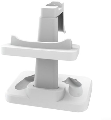 VR-Display-Ständer für Meta für Quest 3/3S, stilvolle Ladestation und Organizer, stabile ABS-Konstruktion, AR-Brillenaufhänger, Schwarz und Weiß (Weiß)