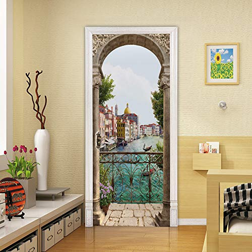 Sticker Mural Mural Paysage Porte Poster Imperméable PVC Décoration Chambre Salon 77x200cm