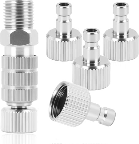 5 Stück Airbrush ungs-Adapter-Set, 1/8 Zoll Anschlüsse, Stecker und Buchsen, Einstellbares Steuerventil, Zubehör für Luftkompressoren und Schläuche,für Spritzpistolen